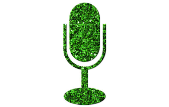 Microphone,Webinar,Podcasting,Mic,Sign,,Green,Glitter,Icon,Logo,Symbol,